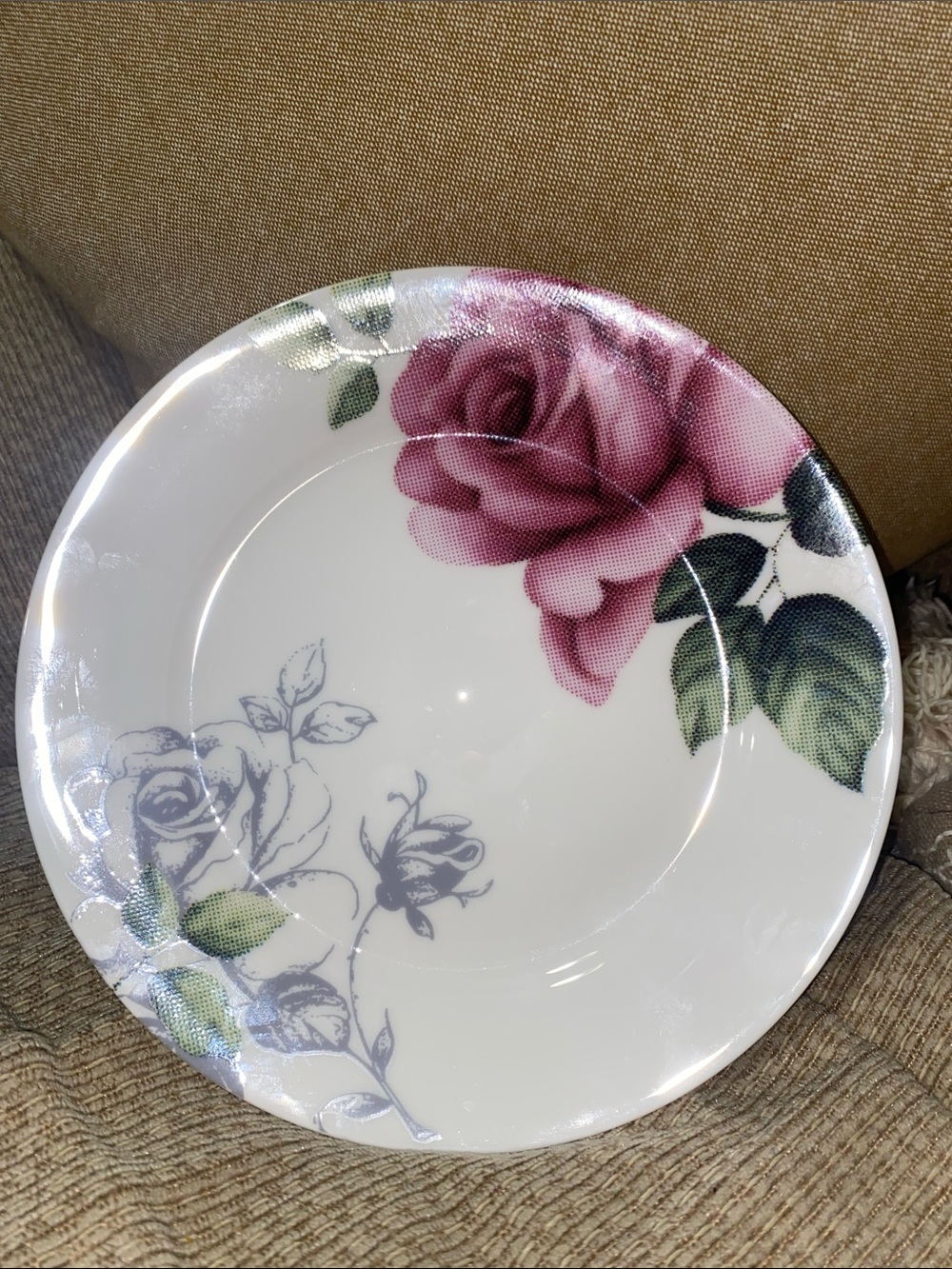 🍃💐🍃NWT Vintage Lisa Kaplan Coral Tree Elegant Pink Rose Bone China Plate